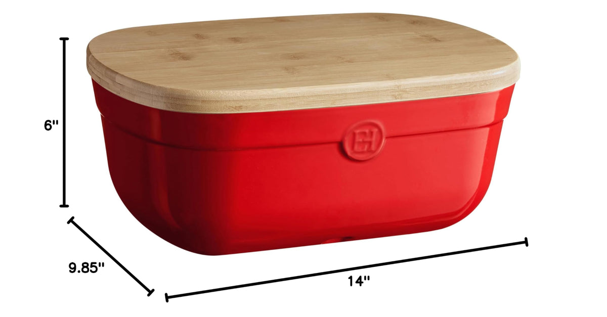 Ceramic Bread Box 14"x 9.85"x 6" Burgundy B945