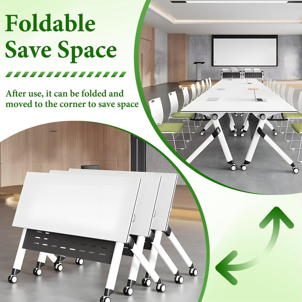Folding Conference Table with Locking Wheels, 8 Pack, 63x24x30 Inch Y51787