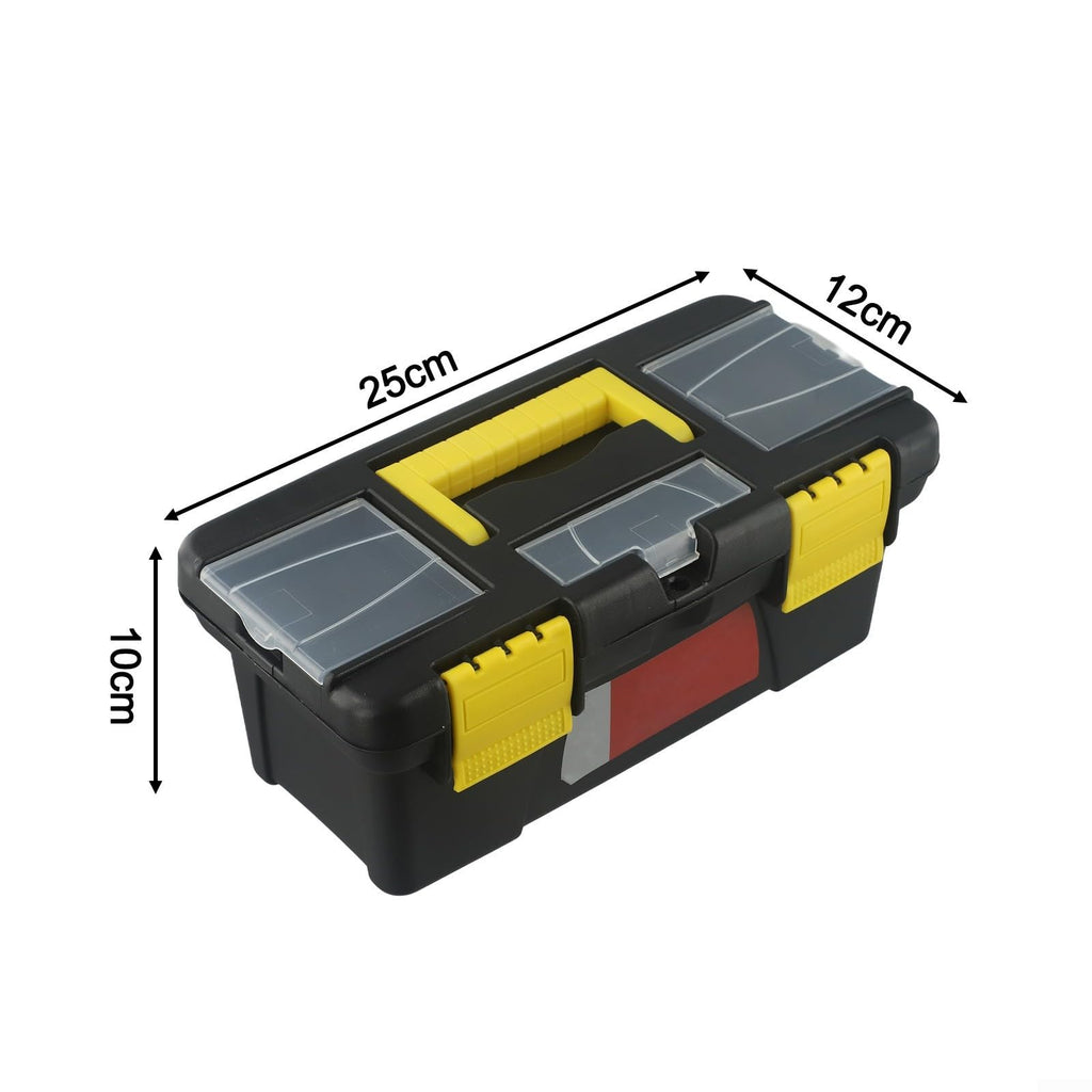 Black 10-Inch Plastic Toolbox with Dual Layers and Embedded Handle Z922