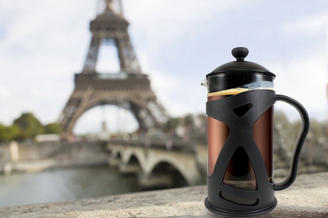 Large Black French Press Coffee Maker 1 L with 2 Extra Filters Y251