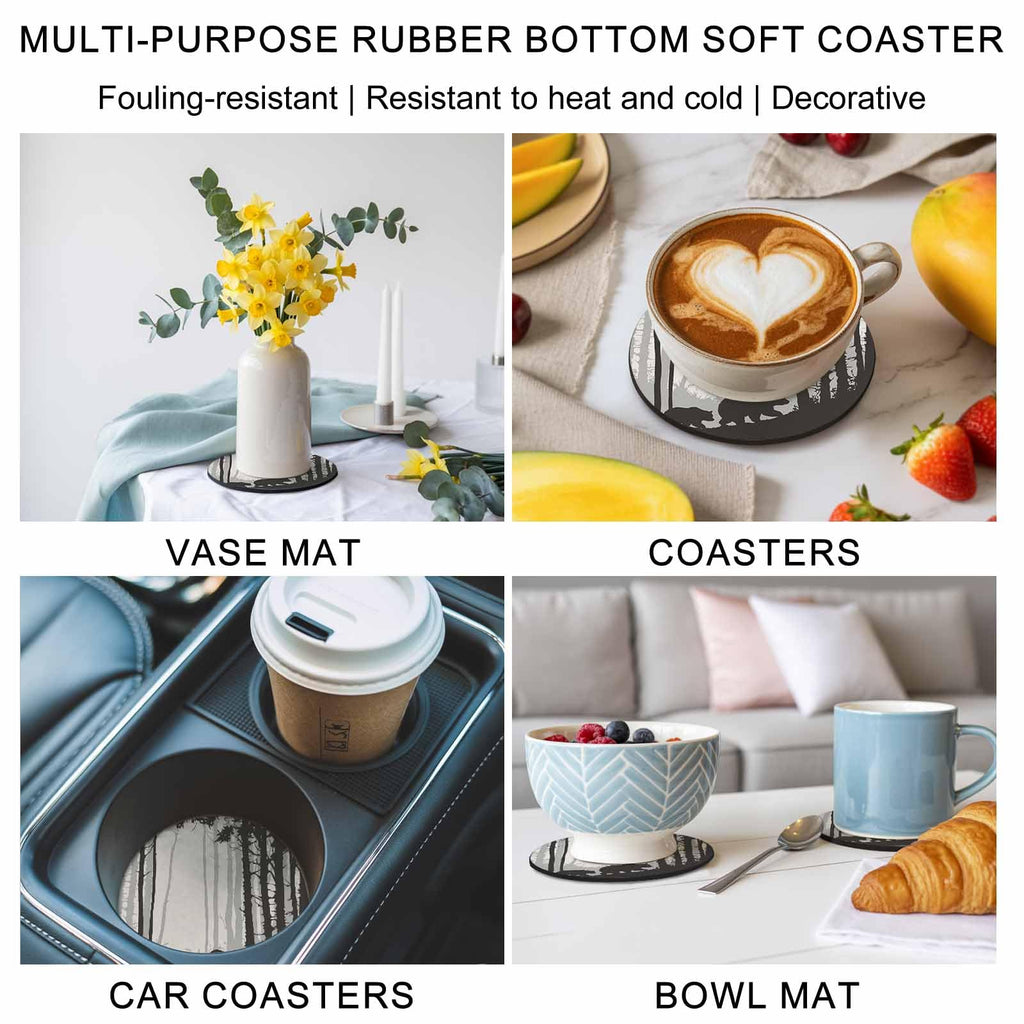 Black Grey Set of 4 Soft Absorbent Coasters S430124