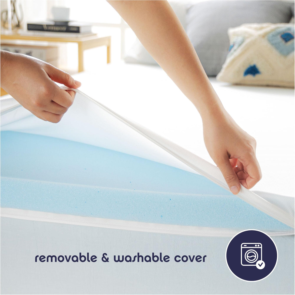 3 Inch Gel Memory Foam Mattress Topper with Cover S46459