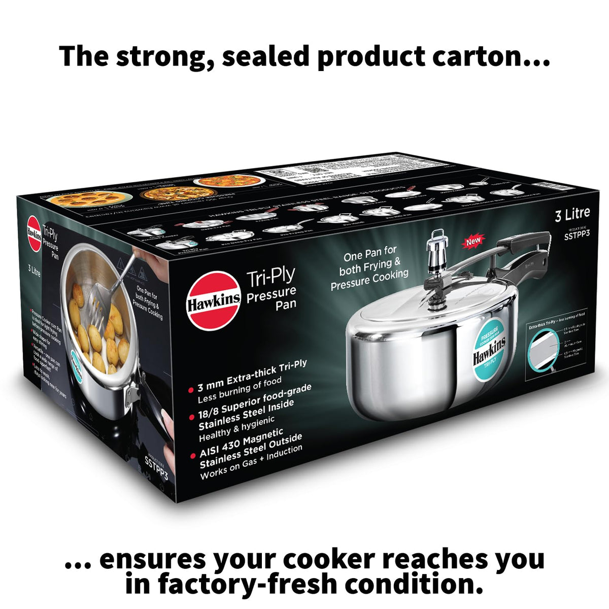 3 Litre Tri-Ply Stainless Steel Pressure Cooker J7766