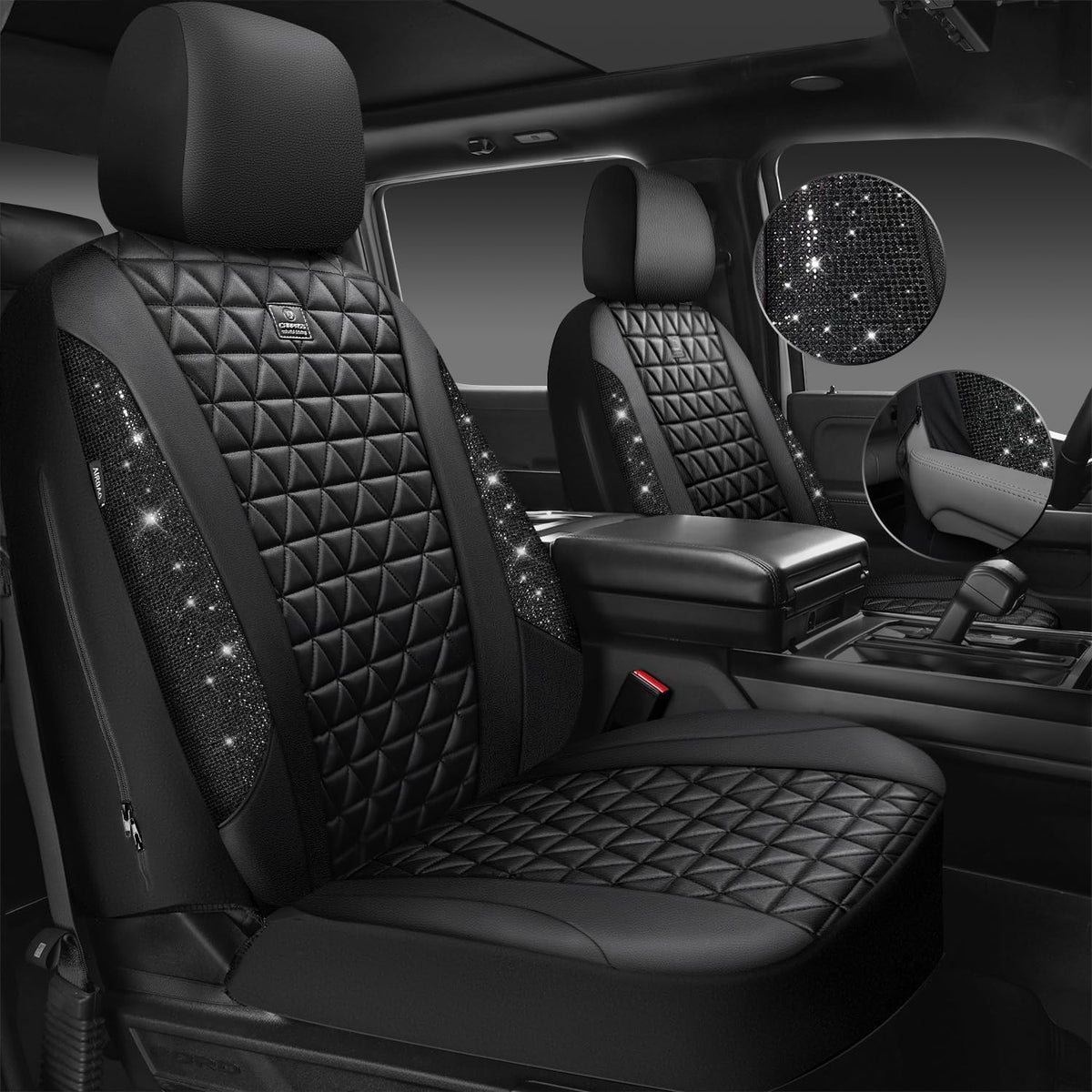 Black Leather Car Seat Covers Full Set C728776