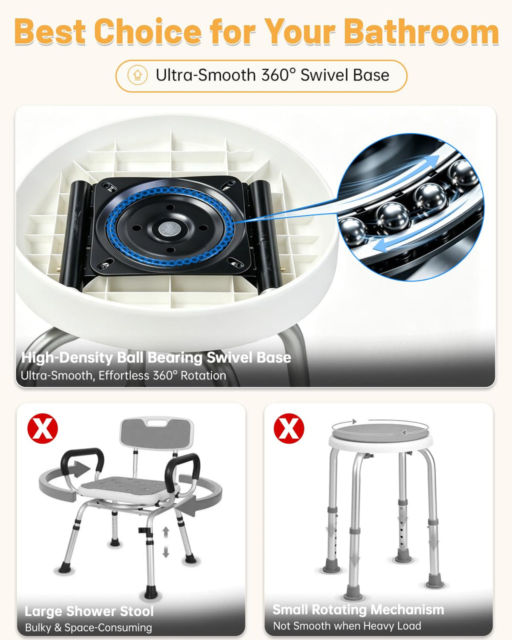 Swivel Shower Chair with Back K400