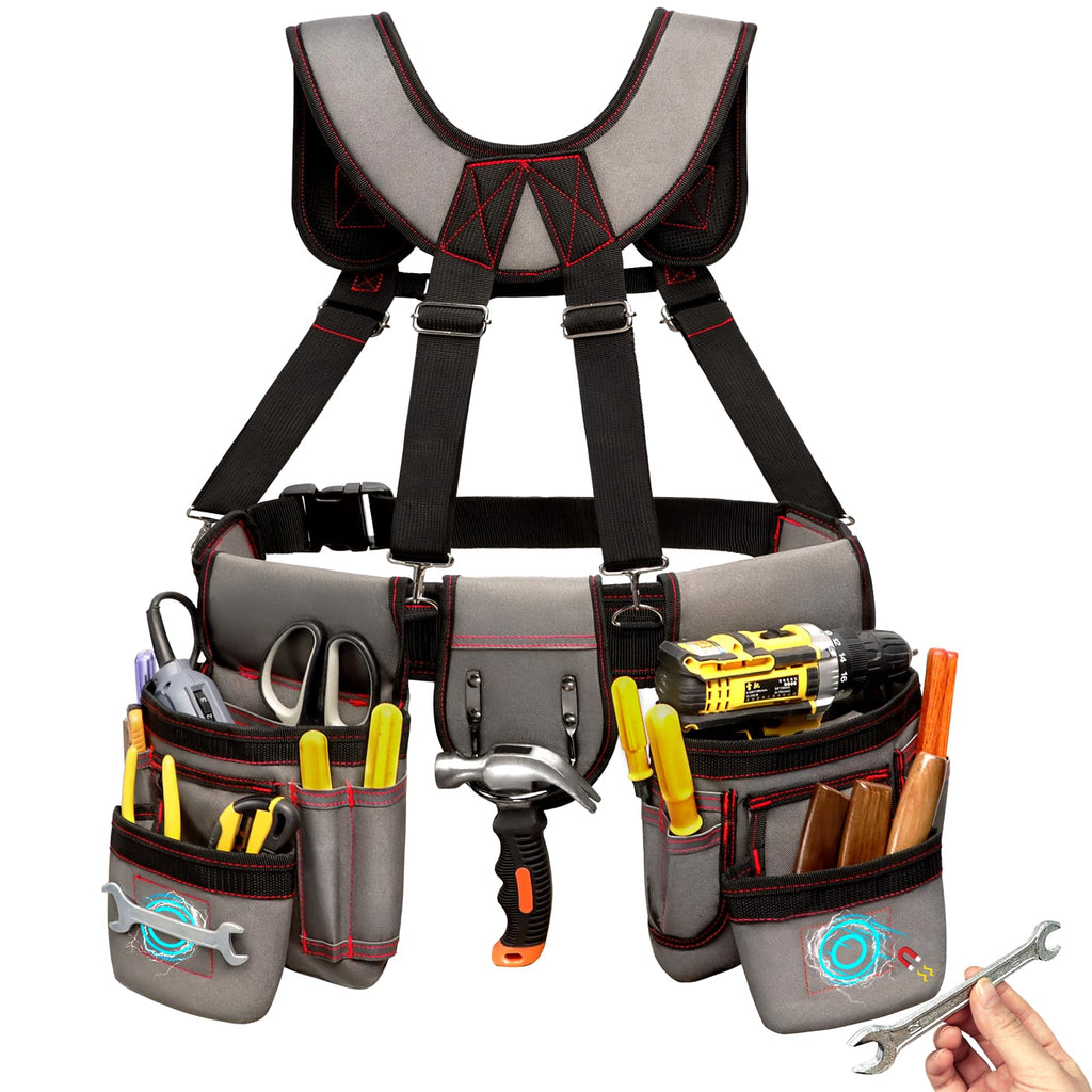 Heavy Duty Magnetic Tool Belt with Suspenders Q6480