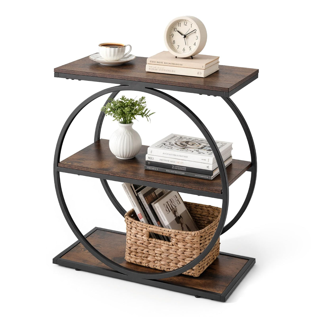 3-Tier Narrow Side Table with Open Storage Shelves Q5282