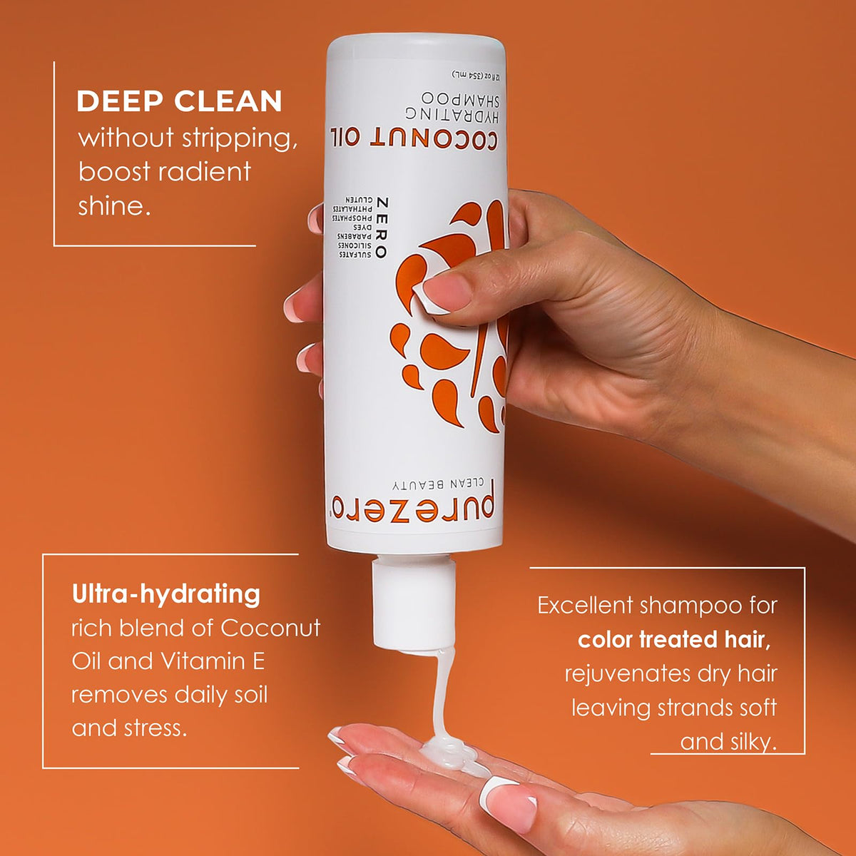 Coconut Oil Silicone Free Shampoo & Conditioner Set 2 × 12 oz D50831