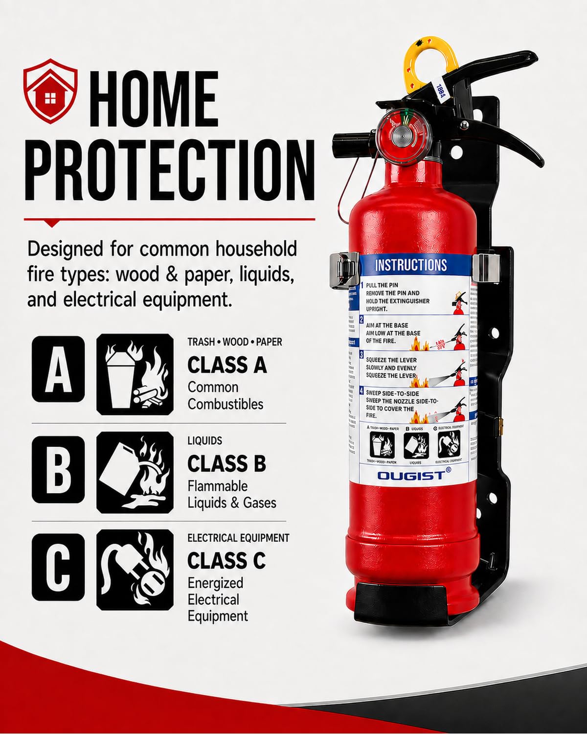 2.5 lb ABC Dry Chemical Fire Extinguisher with Wall Mount A455
