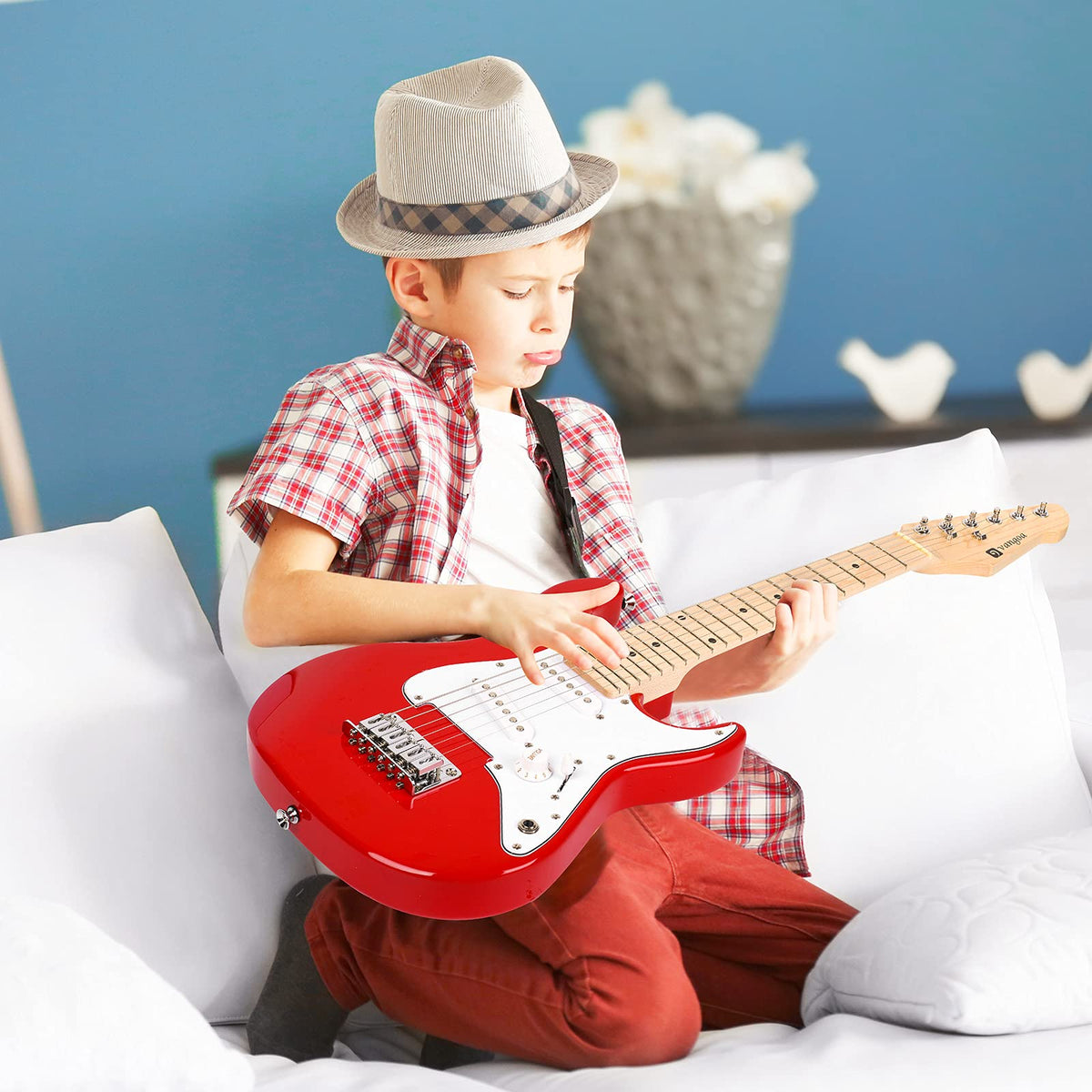 30 Inch Kids Electric Guitar Starter Kit with Amp Red Y1494