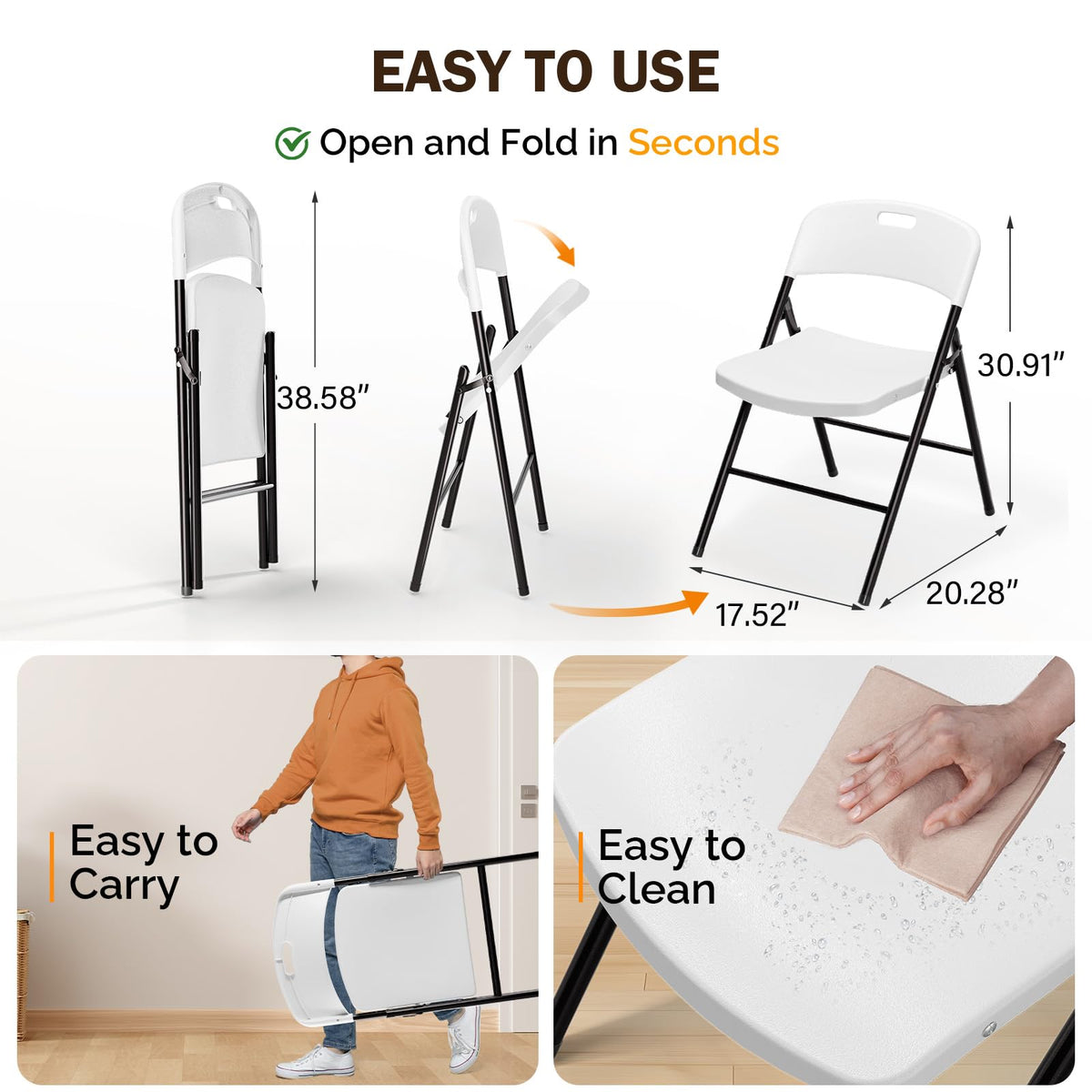 White Plastic Folding Chairs W813