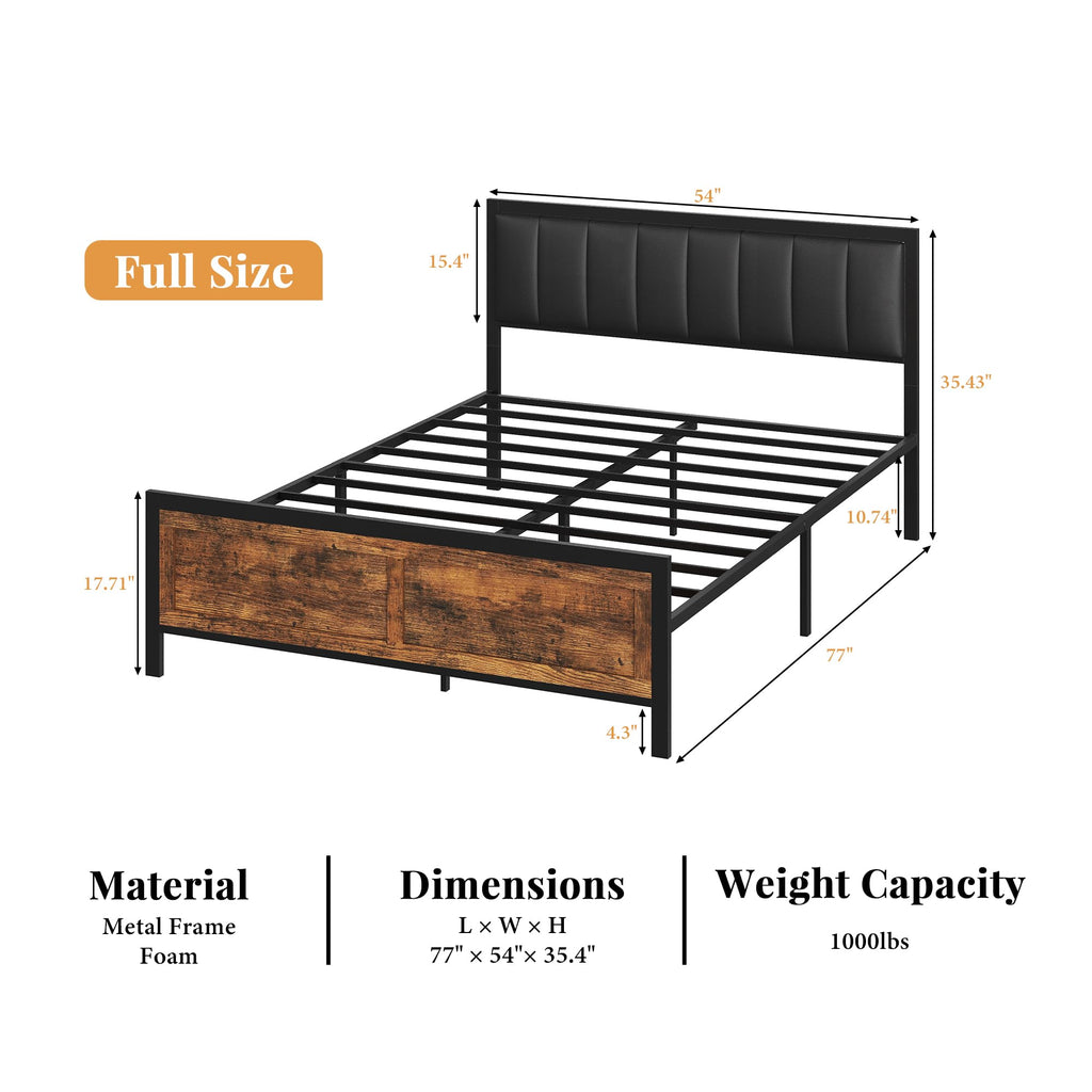 Full Size Metal Bed Frame with Headboard and Footboard F565