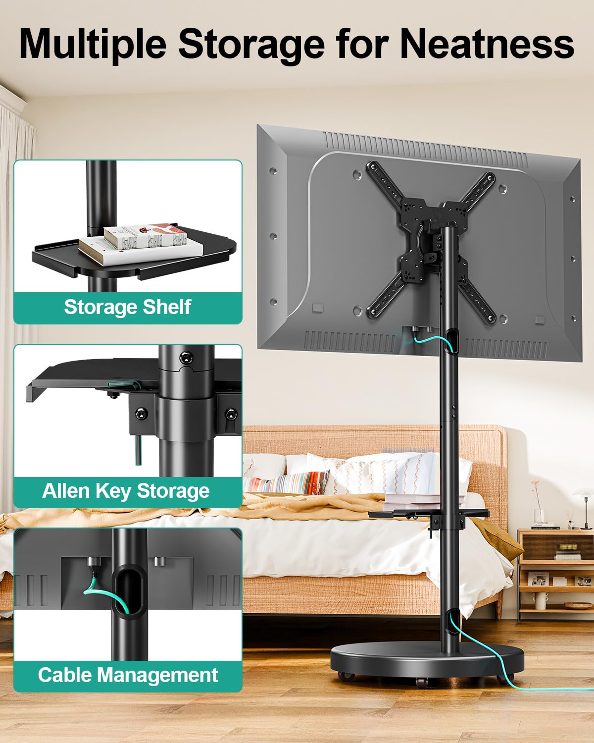 Rolling TV Stand for 26-65 inch Screens N573