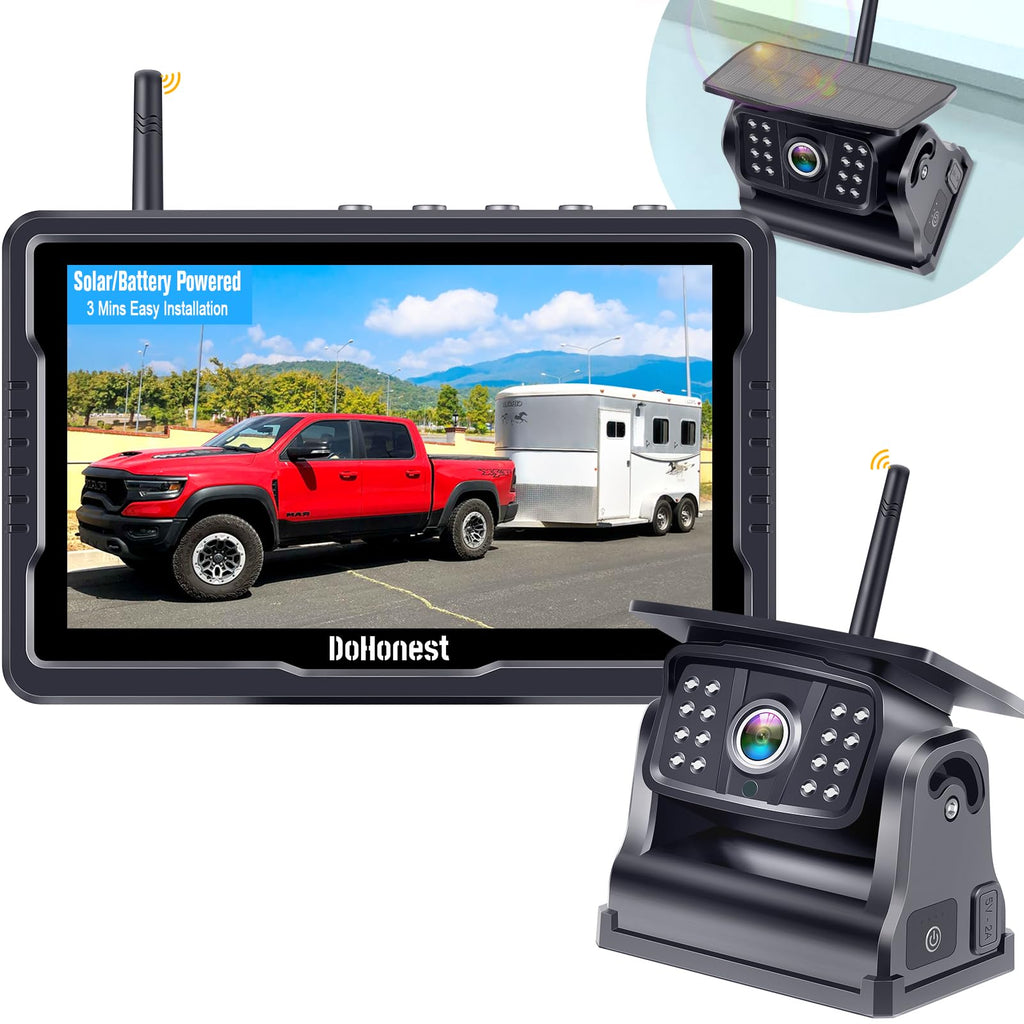 Wireless Solar Magnetic Backup Camera HD 1080P 5'' Monitor Kit Q816246