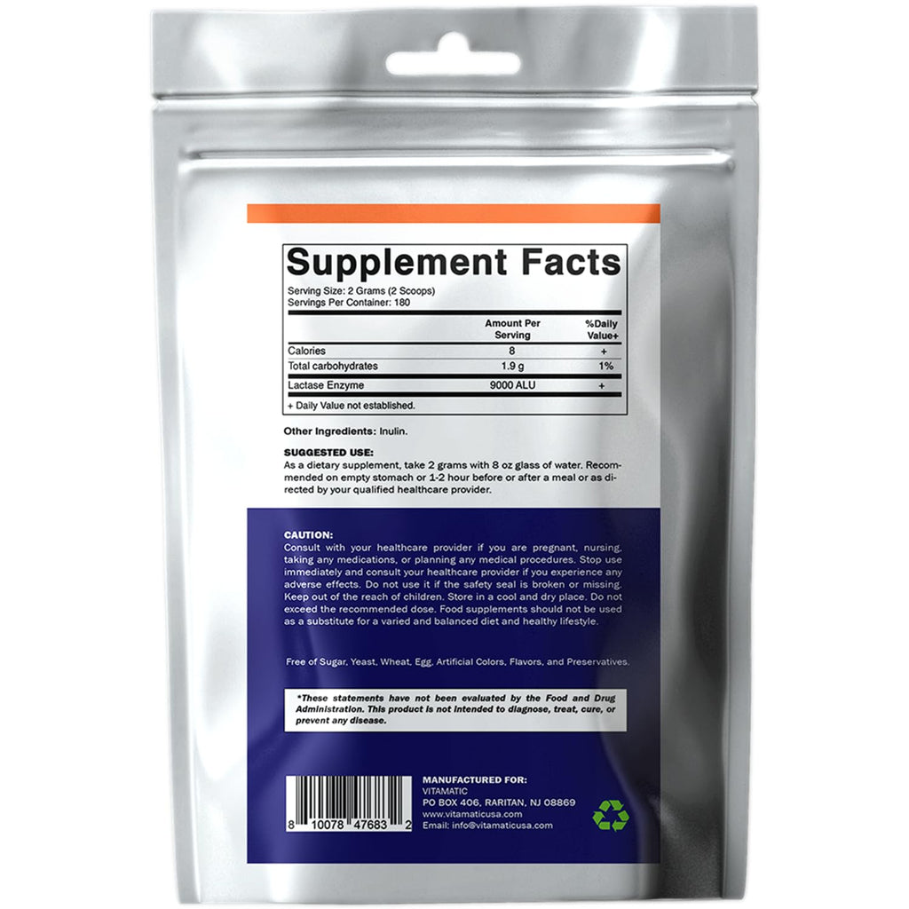 Lactase Enzyme Powder 9000 ALU 180 Servings Non-GMO Gluten Free J137644