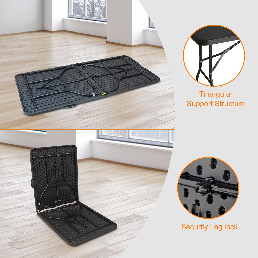 6 FT Black Folding Table with Carry Handle M141259