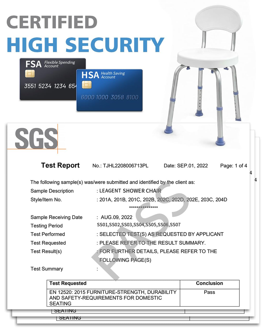 Swivel Shower Chair with Back K400
