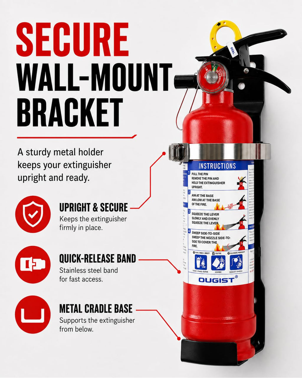 2.5 lb ABC Dry Chemical Fire Extinguisher with Wall Mount A455