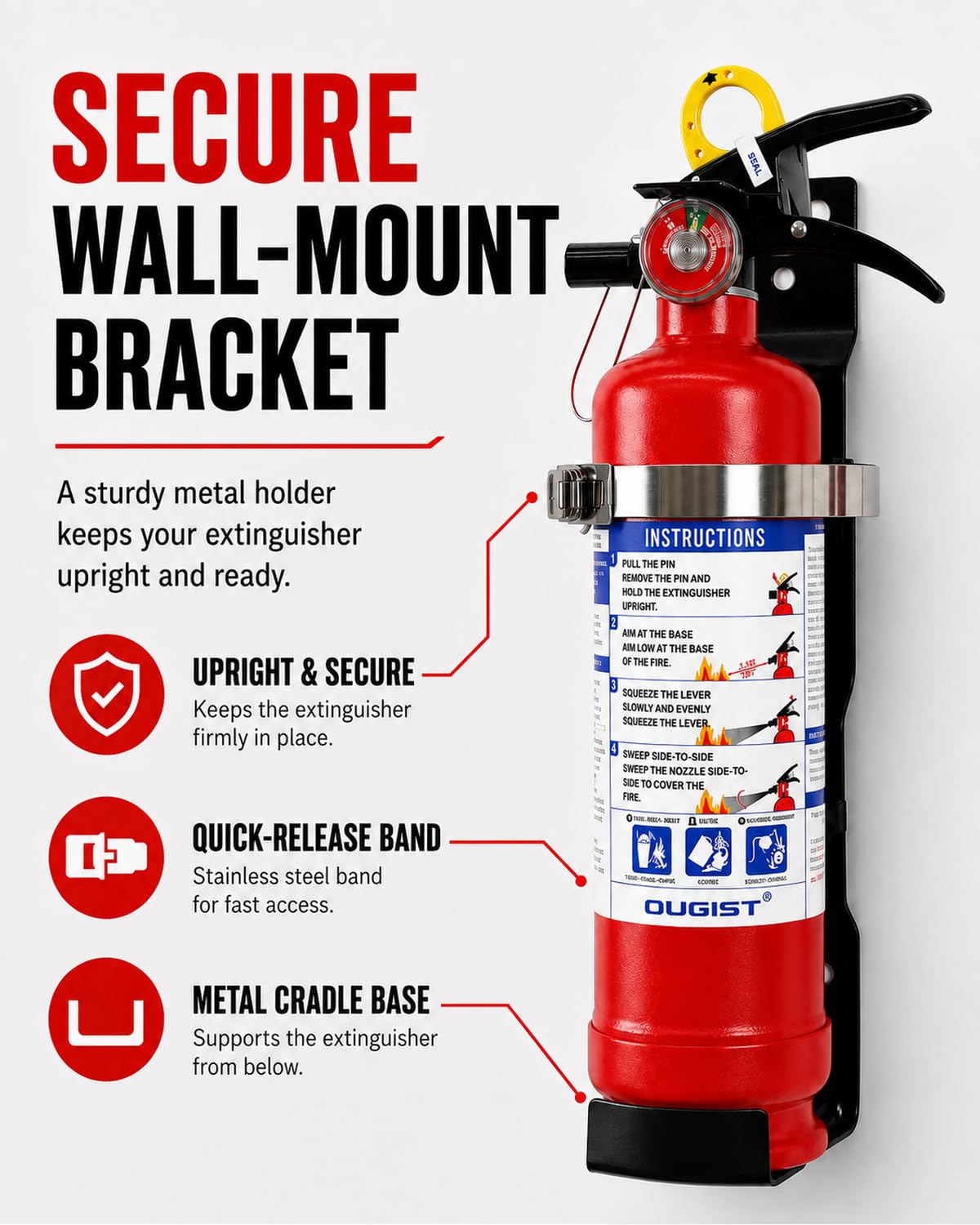 2.5 lb ABC Dry Chemical Fire Extinguisher with Wall Mount A455