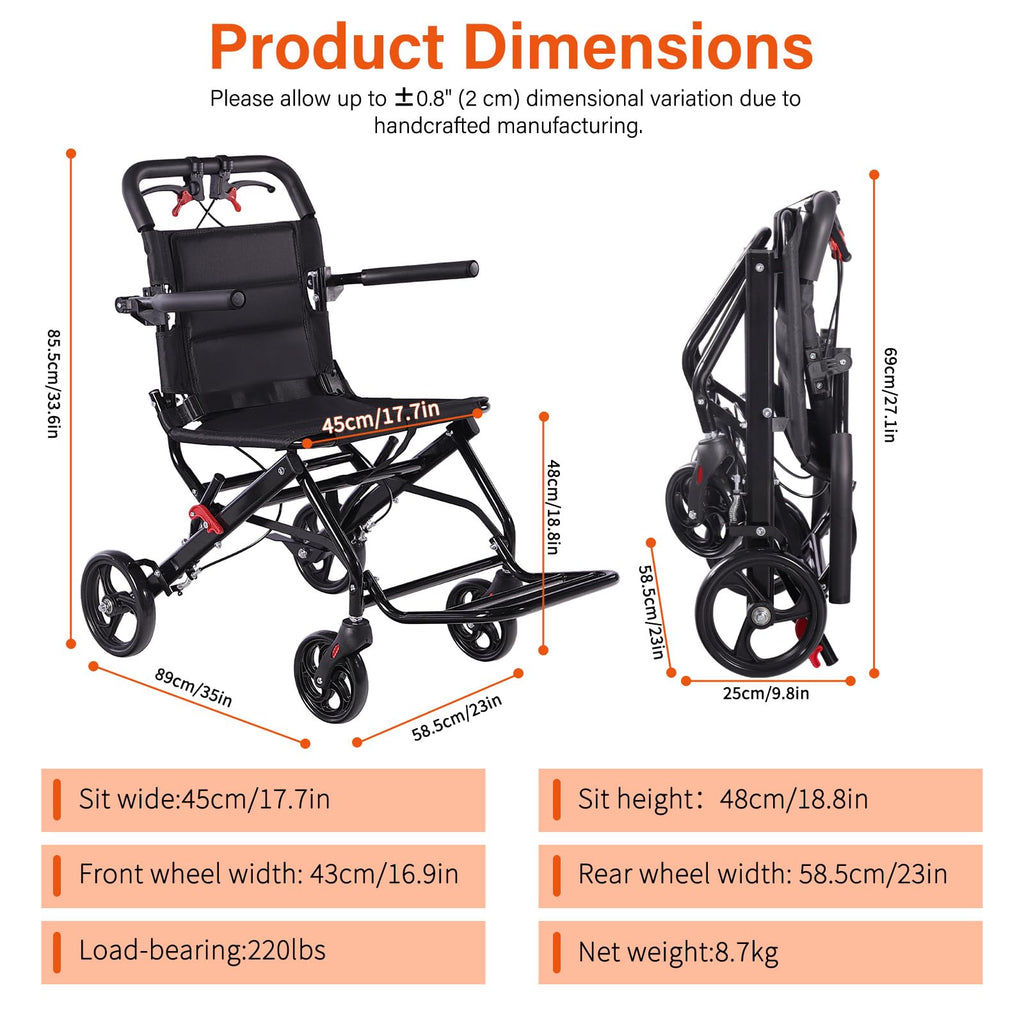 Lightweight Foldable Transport Wheelchair V273892