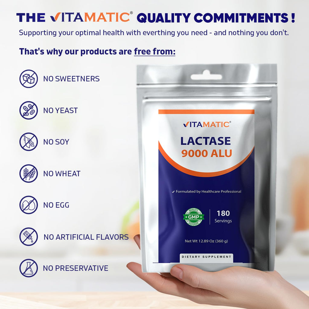 Lactase Enzyme Powder 9000 ALU 180 Servings Non-GMO Gluten Free J137644