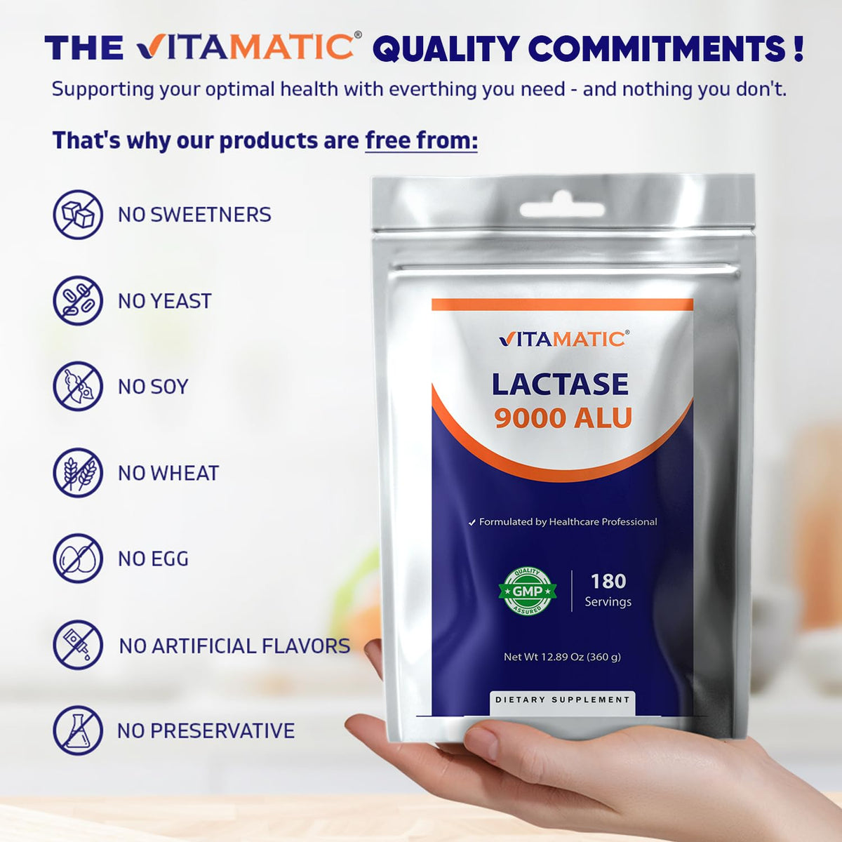 Lactase Enzyme Powder 9000 ALU 180 Servings Non-GMO Gluten Free J137644