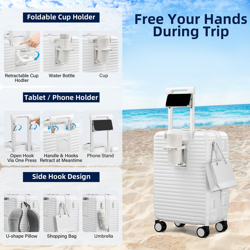 20 Inch White Hard Shell Carry on Luggage with Wheels E998947