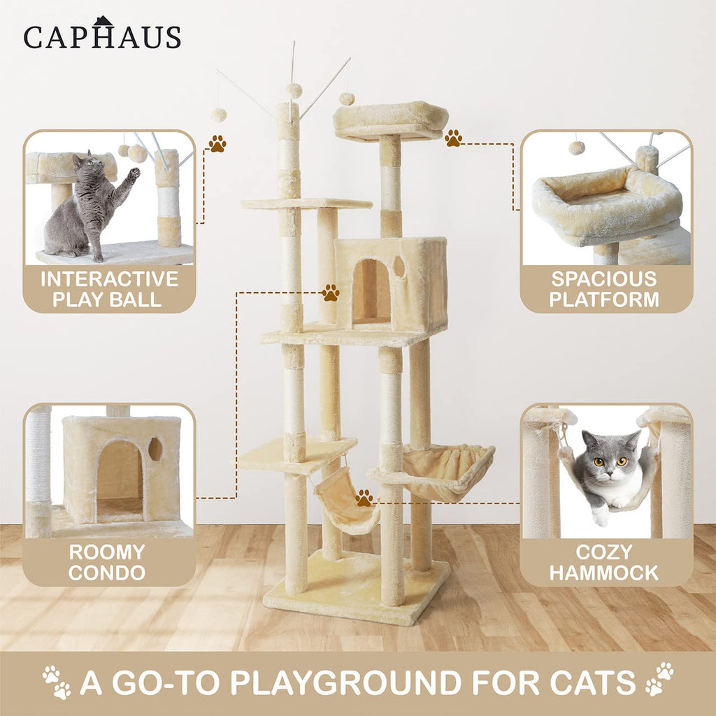 70-Inch Multi-Level Cat Tree with Scratching Posts H394147