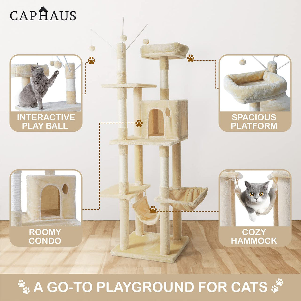70-Inch Multi-Level Cat Tree with Scratching Posts H394147