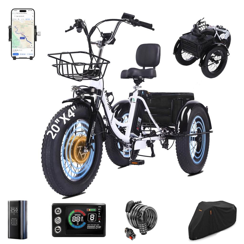 20" Fat Tire Folding Electric Tricycle 750W 48V X639