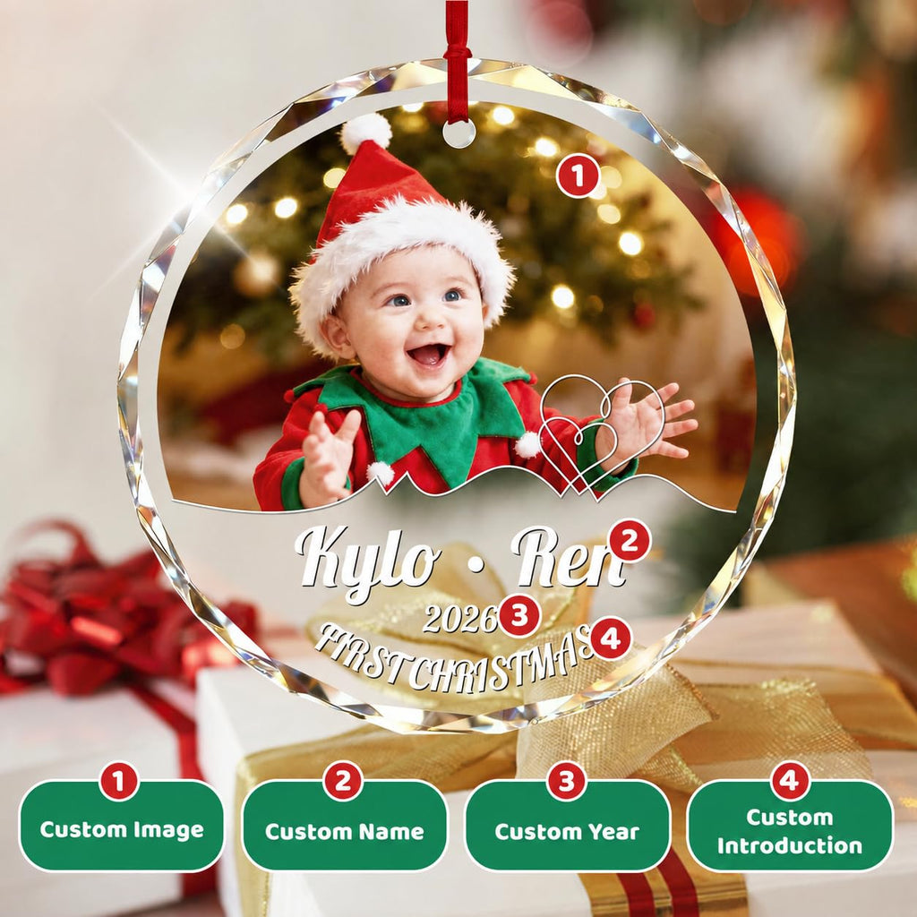 Custom Photo Crystal Glass Christmas Ornament L939392
