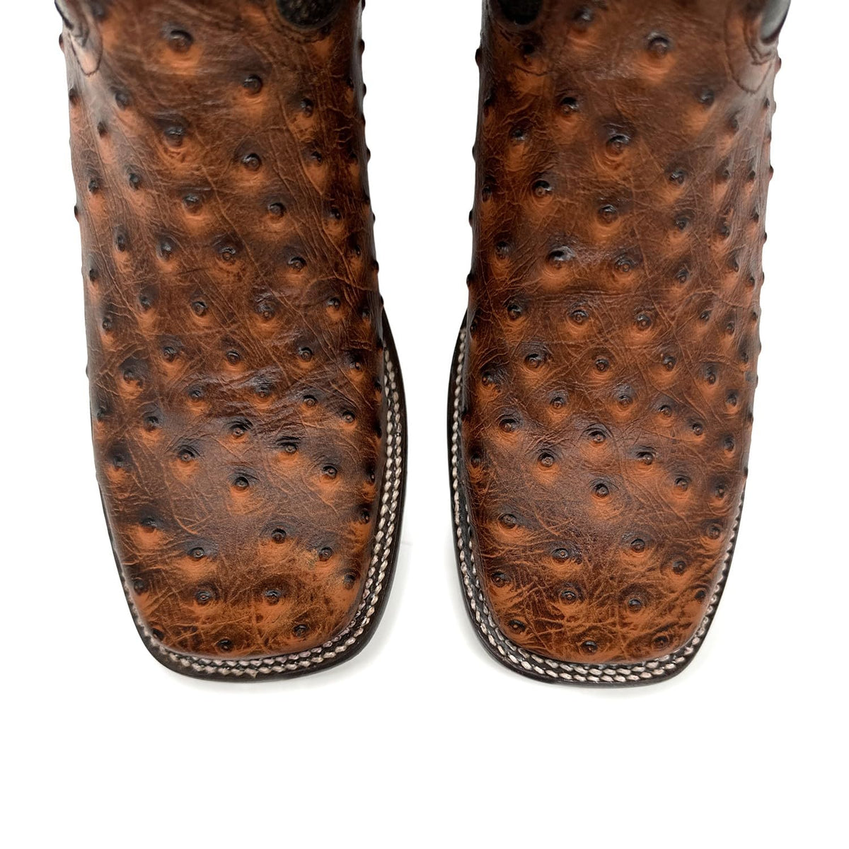 Leather Ostrich Quill Print Square Toe Western Cowboy Boot B98419