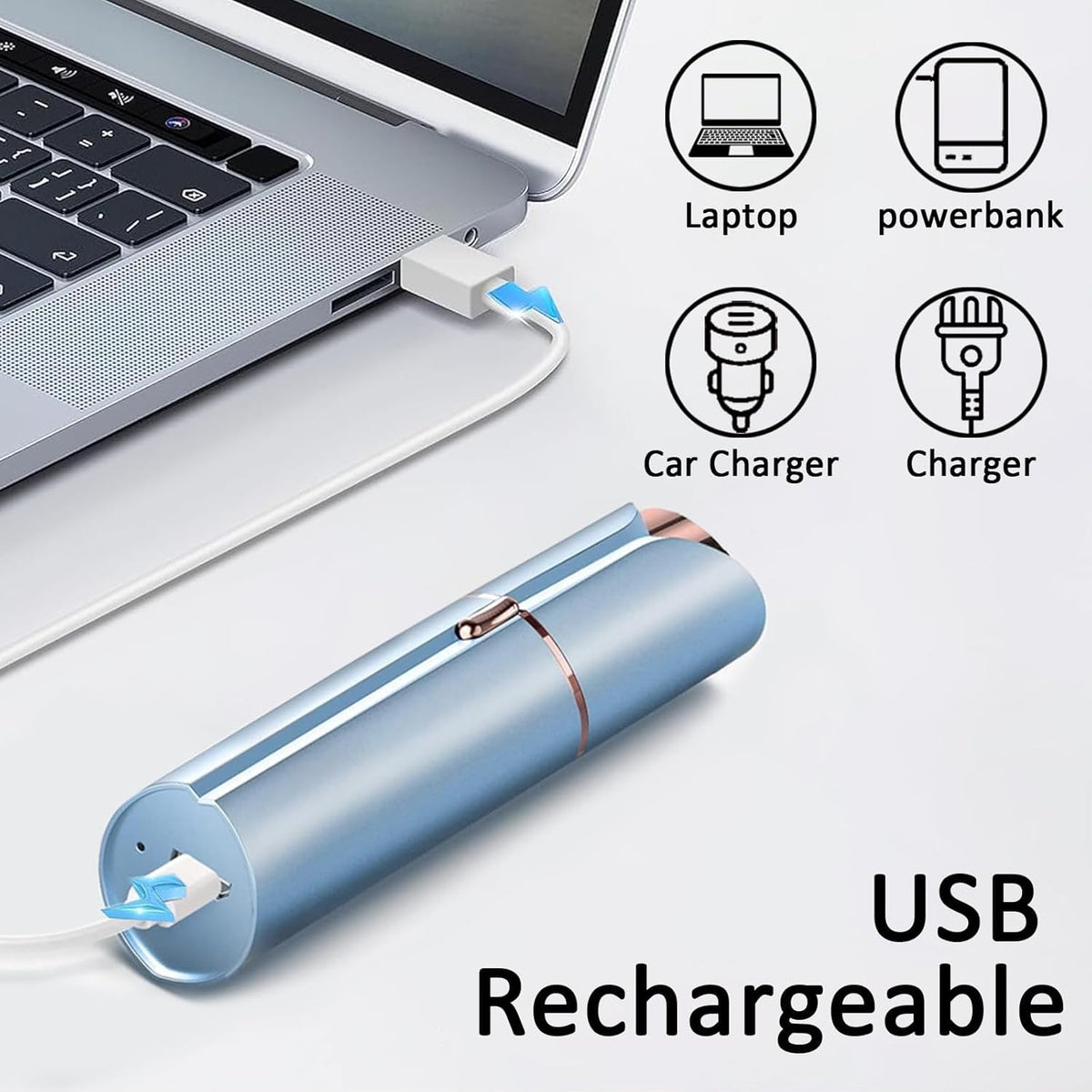 Facial Hair Removal USB Rechargeable 3 Replacement Heads D177607