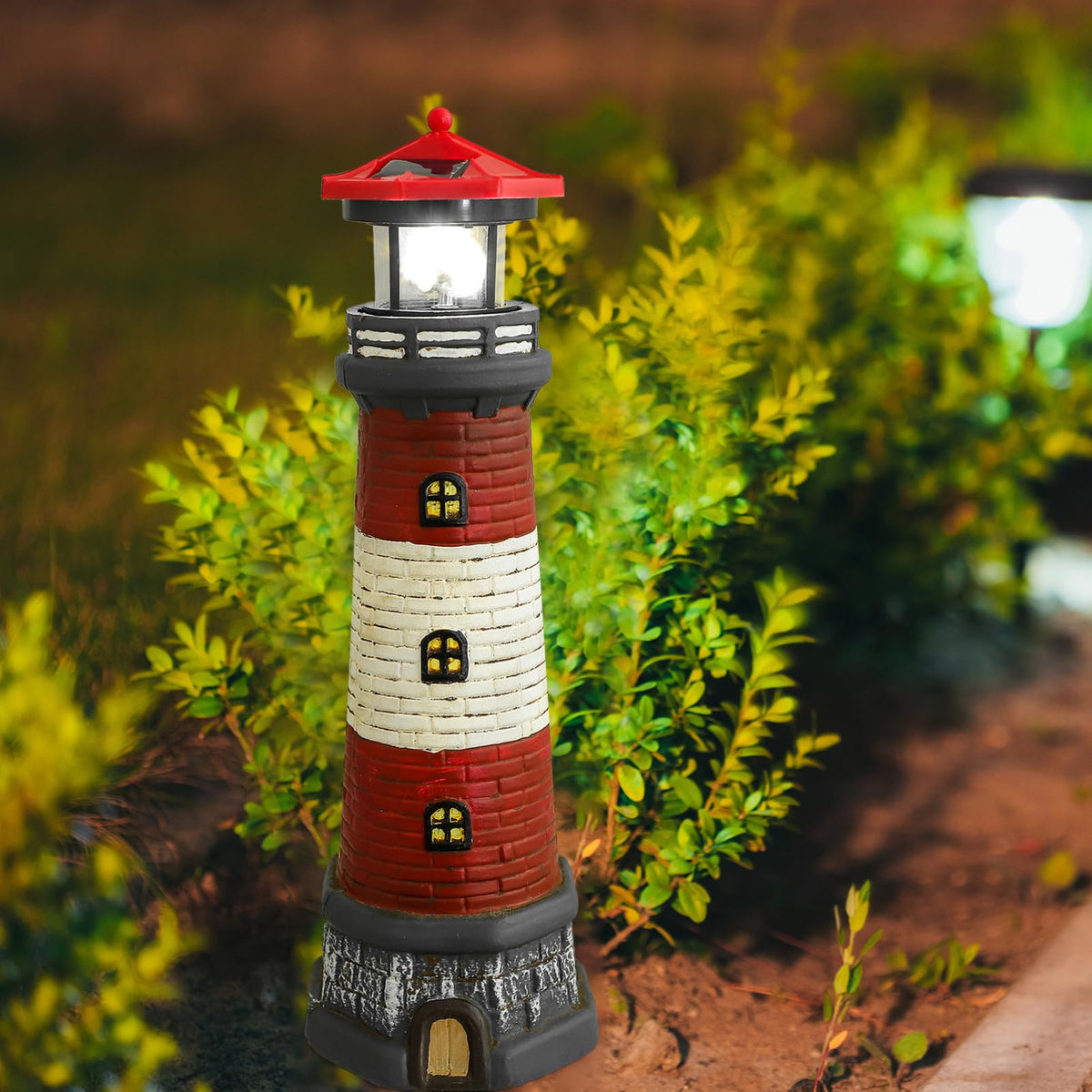 Solar Lighthouse Statue with Solar Light Waterproof Outdoor Decor O902