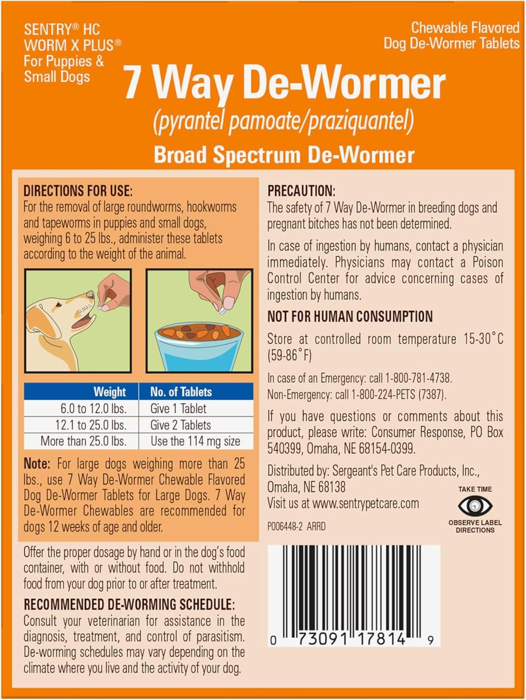 Small Dogs 7 Way DeWormer 6 Count Pack of 3 V39914