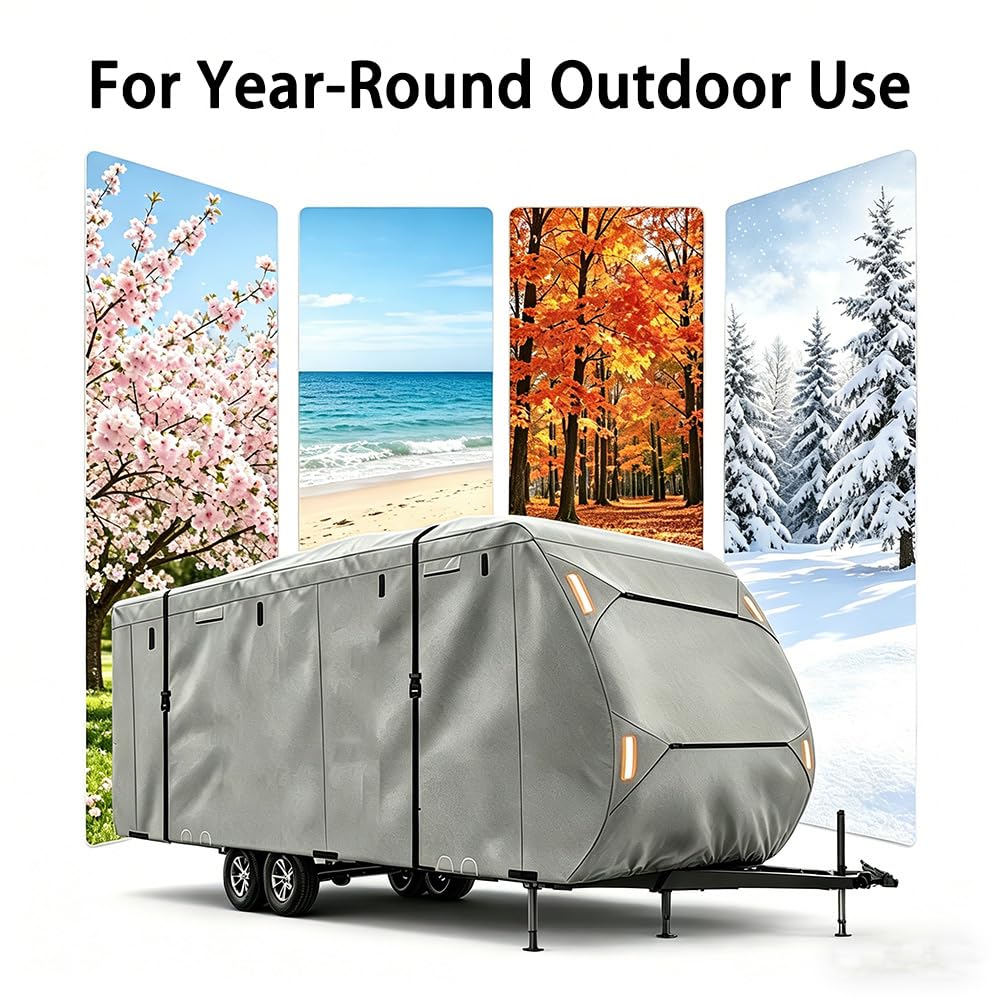 Waterproof 420D Travel Trailer Cover with Adjustable Straps G316576