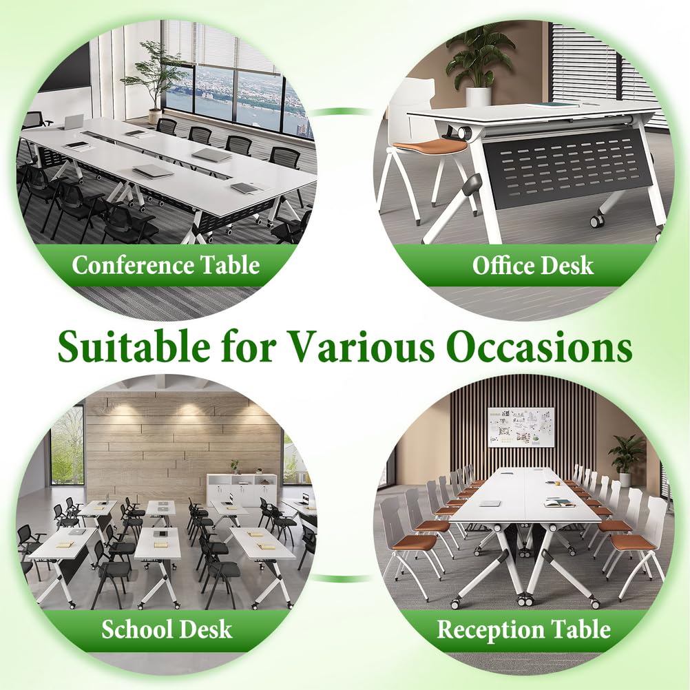 Folding Conference Table with Locking Wheels, 8 Pack, 63x24x30 Inch Y51787