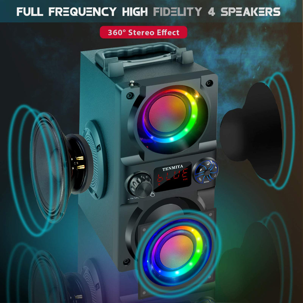 40W Portable Bluetooth Speaker with Lights and FM Radio L8579