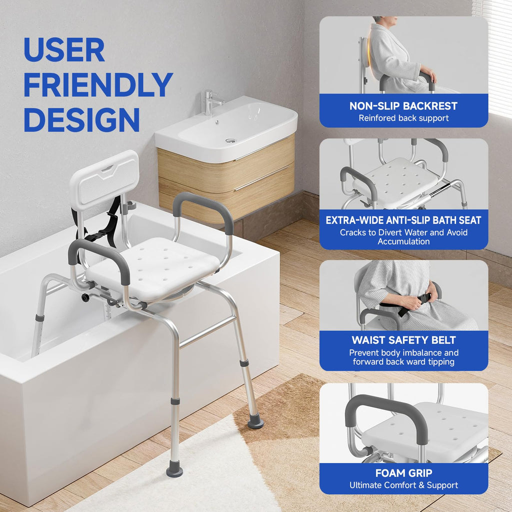 Sliding Shower Chair with Swivel Seat H873