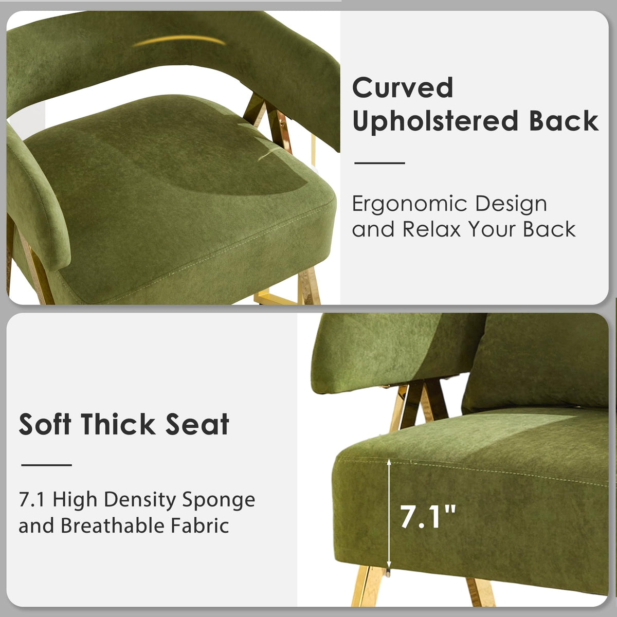 Green Velvet Accent Chairs Set of 2 R682971