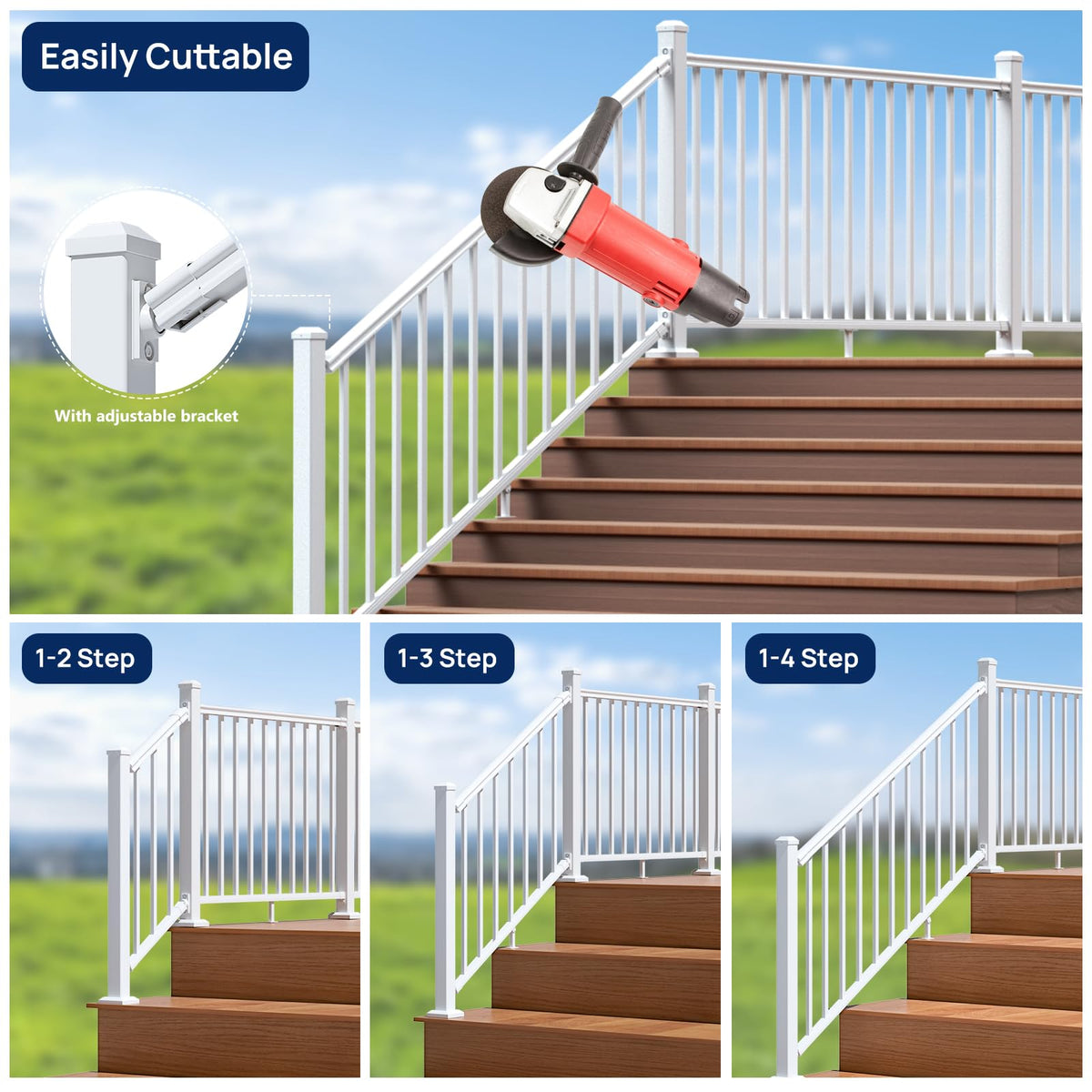 White Modular Stair Railing Kit H7582