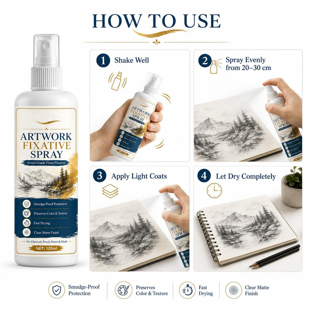Matte Quick Dry Artwork Fixative Spray 5Pcs Z1700