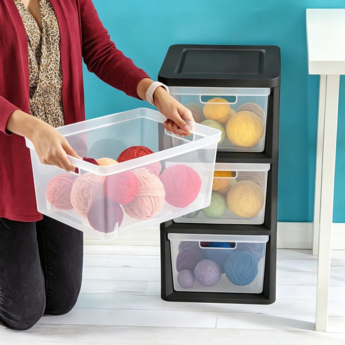 3-Drawer Plastic Storage Organizer Tower C33549