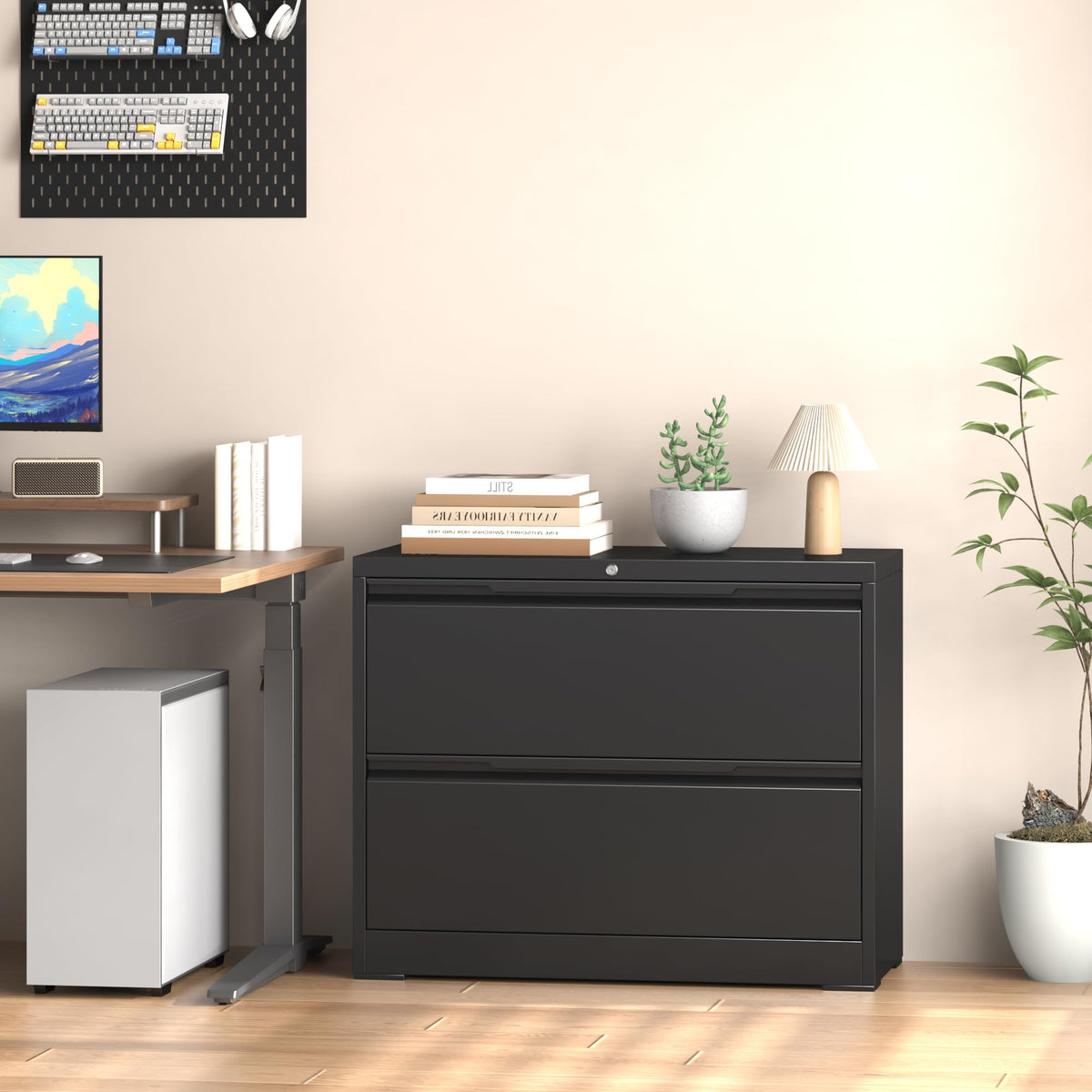 Metal File Cabinet with Lock, 2 Drawer Z8021