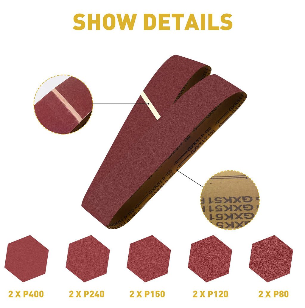 4 x 36 Aluminum Oxide Sanding Belts and 6 Inch Self Stick Sanding Discs 22 Pcs M552489