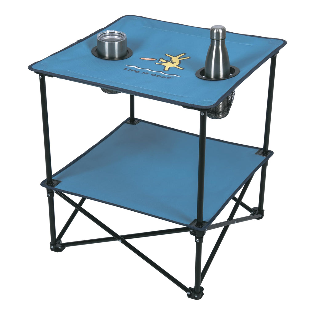 22” Square Compact Outdoor Folding Table with Cup Holders and Carry Bag Y89611
