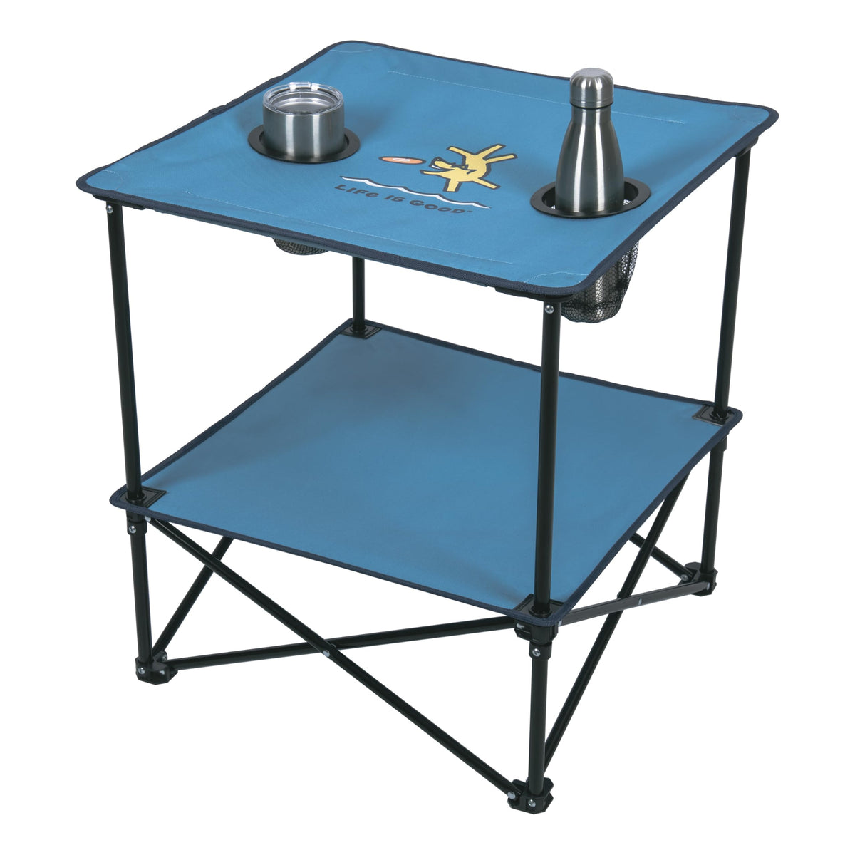 22” Square Compact Outdoor Folding Table with Cup Holders and Carry Bag Y89611