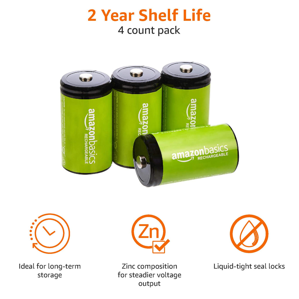 4-Pack Rechargeable D NiMH Batteries D122989