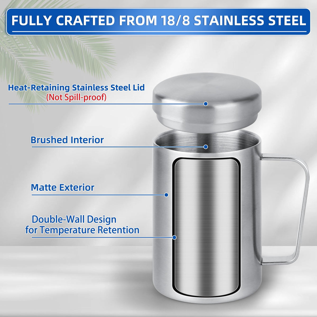 17 oz Stainless Steel Camping Mugs with Lids, Set of 2 Q337725