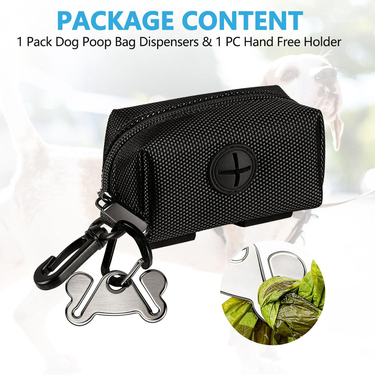 Black Dog Poop Bag Dispenser with Leash Clip G591740